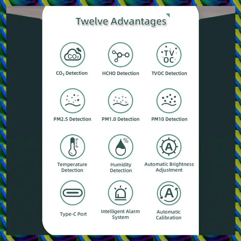 Ежедневный измеритель качества воздуха Tuya Wi-Fi, монитор качества воздуха в помещении 8-в-1, портативный монитор CO2, тестер температуры и влажности Easy T