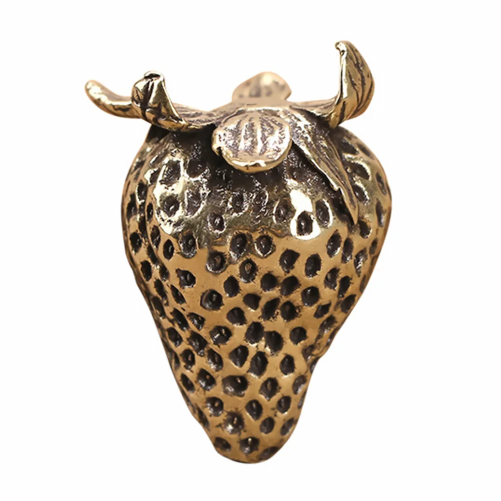 

1pc Copper Fruit Brass Strawberry Decor Desktop Strawberry Ornament Table Sculpture Delicate Gift Idea Long Lasting
