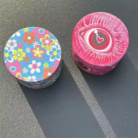 Portable Pink Style Patterned Herb Grinder Metal Tobacco Grinder Valentine's Day gift Idea