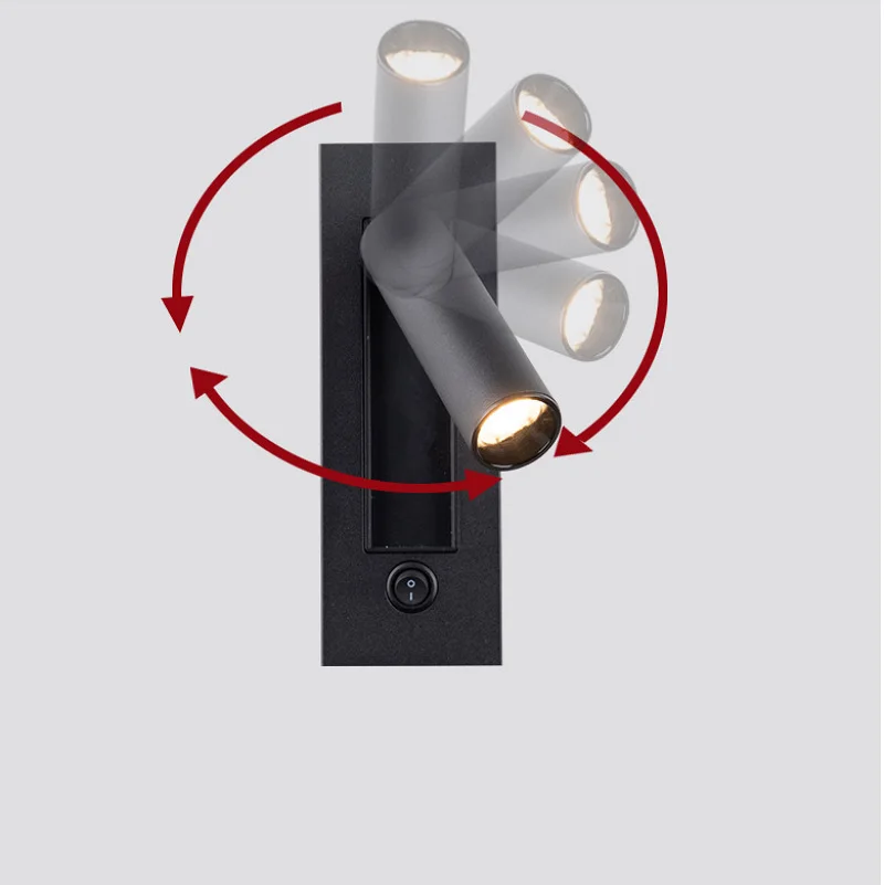 Indoor LED Wall Light Nordic Spot Lights For Bedroom Beside Living Room Hotel Modern Rotation Folding Headboard Reading Lights