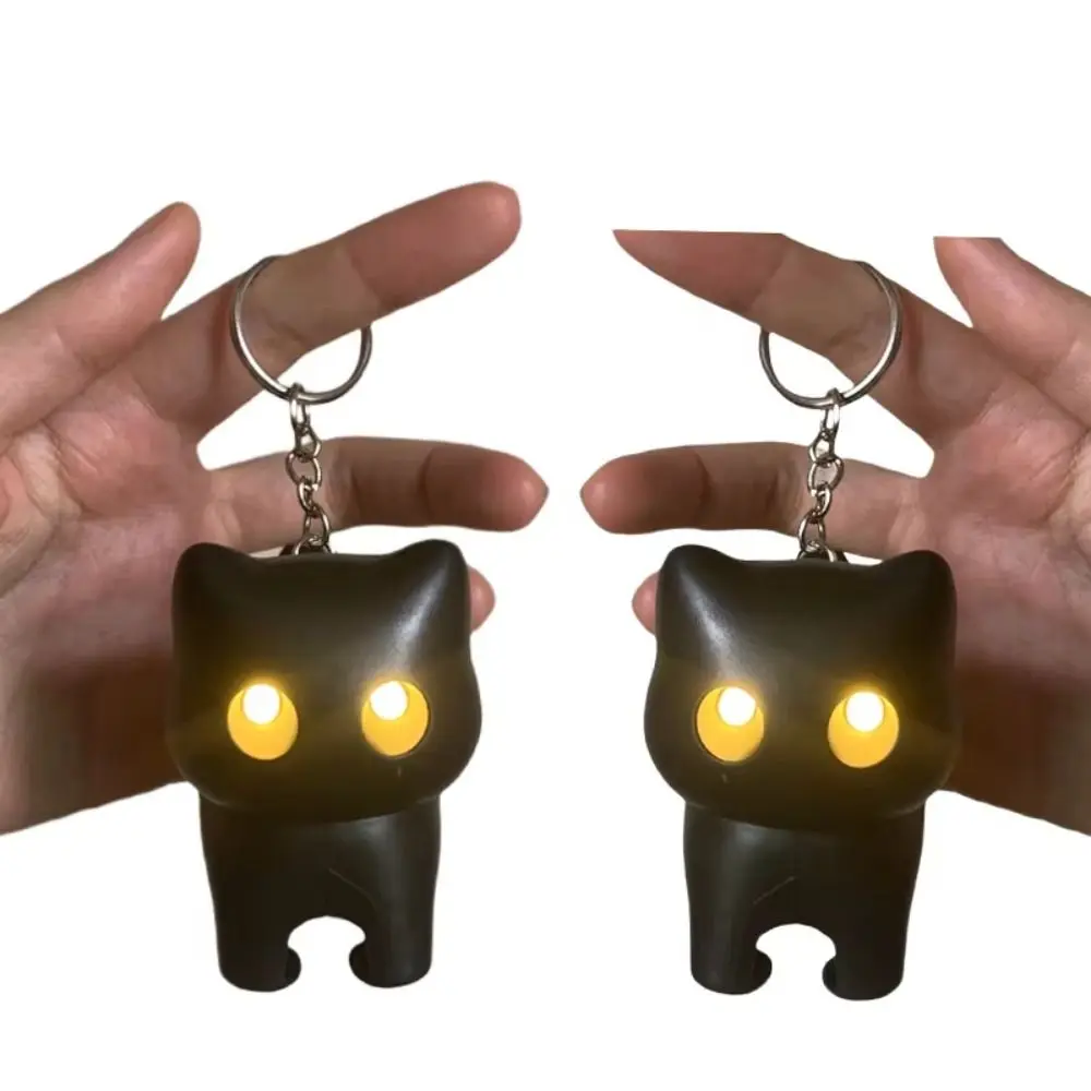 Luminous Black Cat Sounding Keychain Stress Reliever Screaming Glowing Cat Pendent Cat Backpack Pendant for Friend Birthday Gift