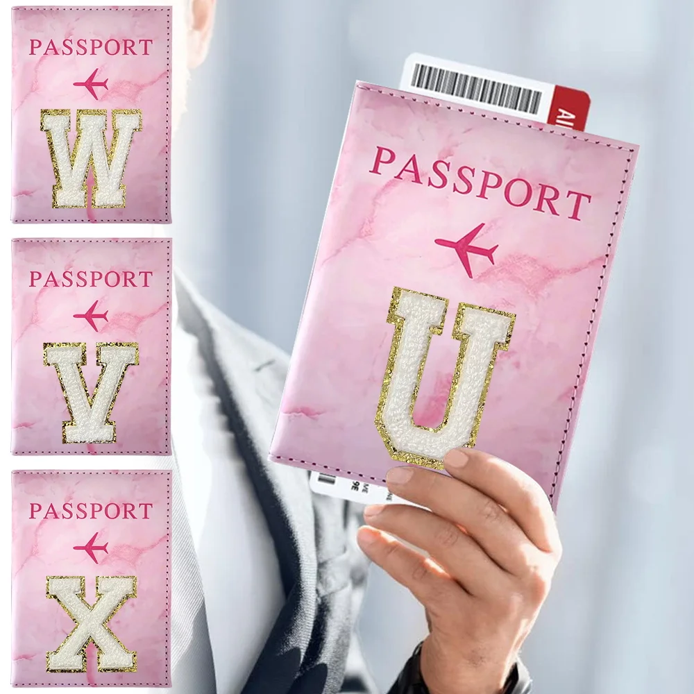 Travel Passport Case Pink Color Passport Holder Passport Protective Cover ID Credit Card Holder Embroidery Label Series