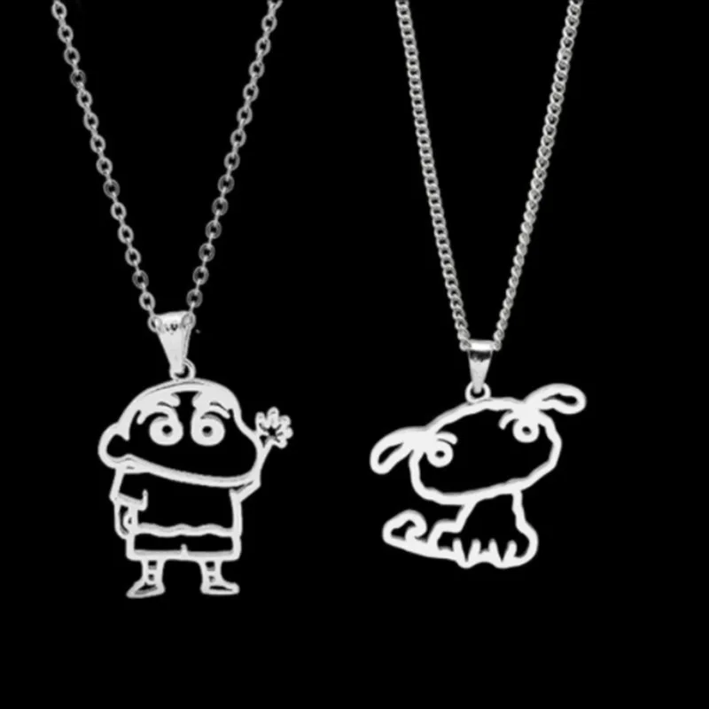 Crayon Shin Chan Fashion Hollow Necklace Anime Shape Friendship Necklace Children's Birthday Gifts Trendy Top Pendant Decoration