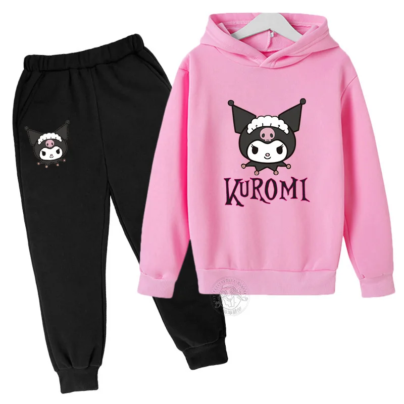 Hello Kitty Kuromi autumn 3-14 year old children's suit for boys and girls kawaii two-piece children's outdoor sports suit