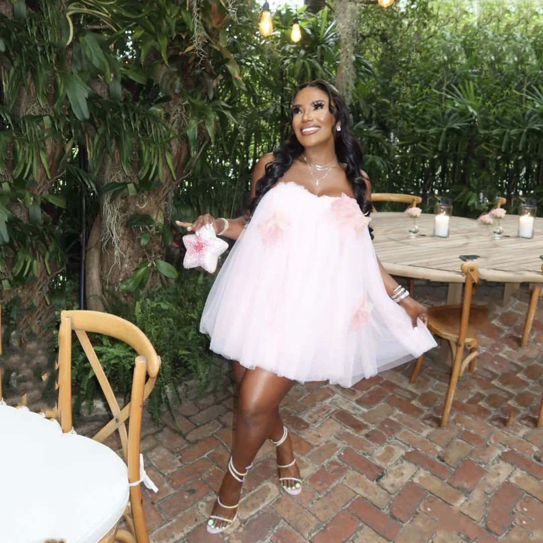 Vestidos de festa florais tule macio fora do ombro mini vestido curto luz rosa acima do joelho em camadas vestidos de baile sessões de aniversário