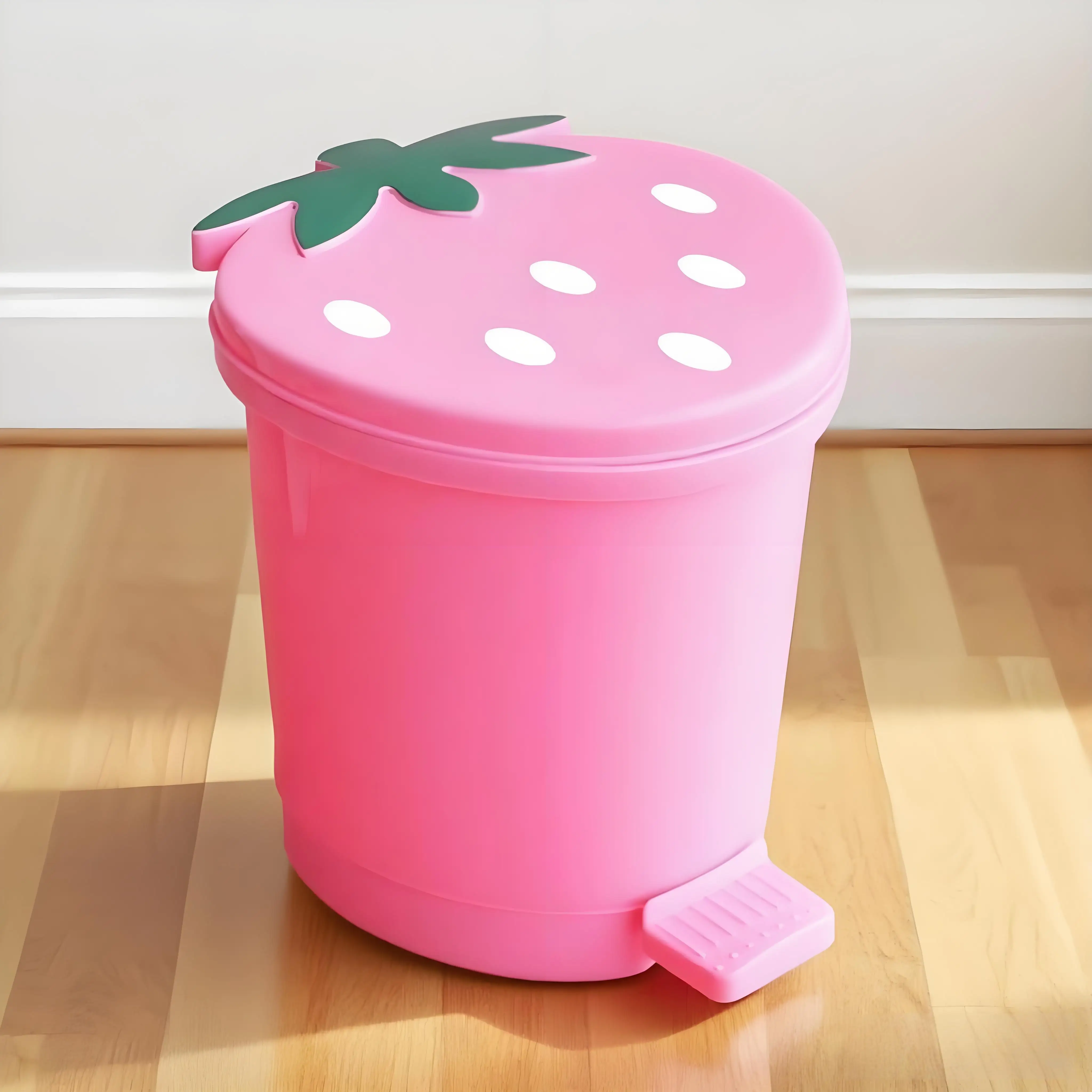 الوردي نمط الكرتون الفراولة نمط دلو المطبخ المنزلي غرفة المعيشة لطيف سلة التخزين يمكن أيضا تستخدم ل سلة المهملات #1