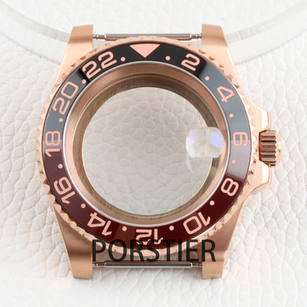 40mm NH35 Watch Case Rose Gold Sapphire Glass for NH34 NH35 NH36 NH38 movement 28.5mm dial SUB Yacht-master Watch Case 316 Steel