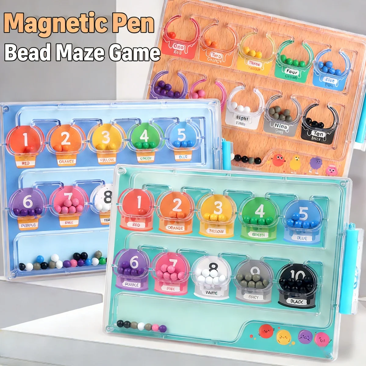 Jouet éducatif en bois avec perles magnétiques numériques pour enfants, classification des couleurs, calcul mathématique, entraînement aux nombres