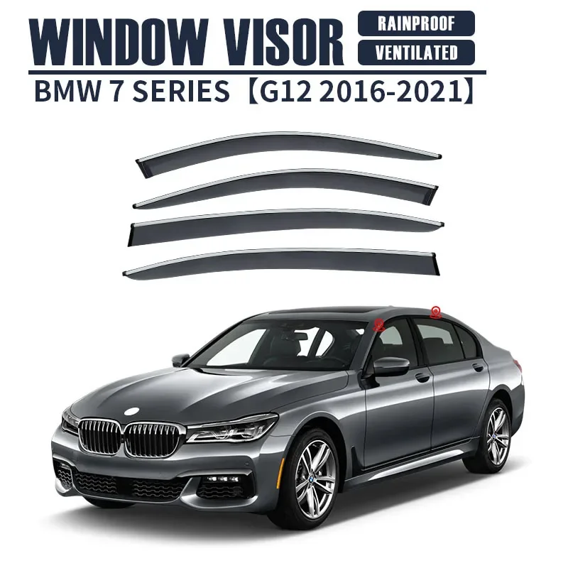 4Pcs Window Visor For BMW 7 Series MK6 G12 2016-2021 Weathershield Sun Rain Deflector Guard Car Window Deflector