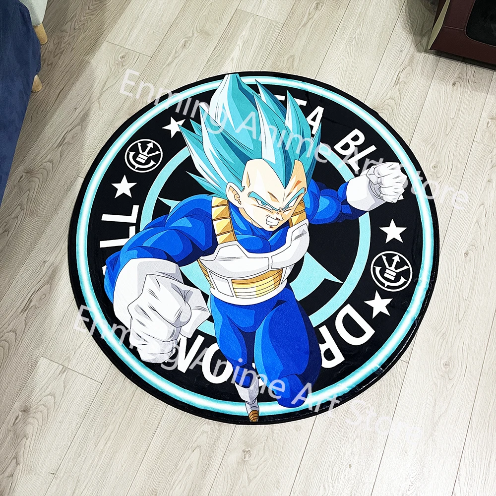 Circular Rugs Anime Vegeta Blue Dragon Ball Z Customize Cartoon Rug Handmade Carpet Area Rug for Home Decor