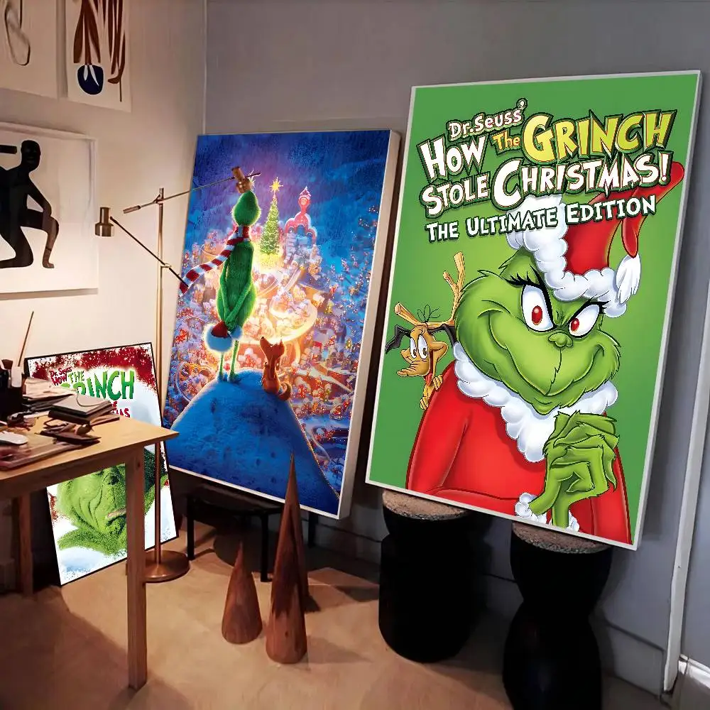 1pc anime o g-grinch cartaz auto-adesivo arte adesivo de papel à prova dwaterproof água café casa bar decoração da parede do quarto