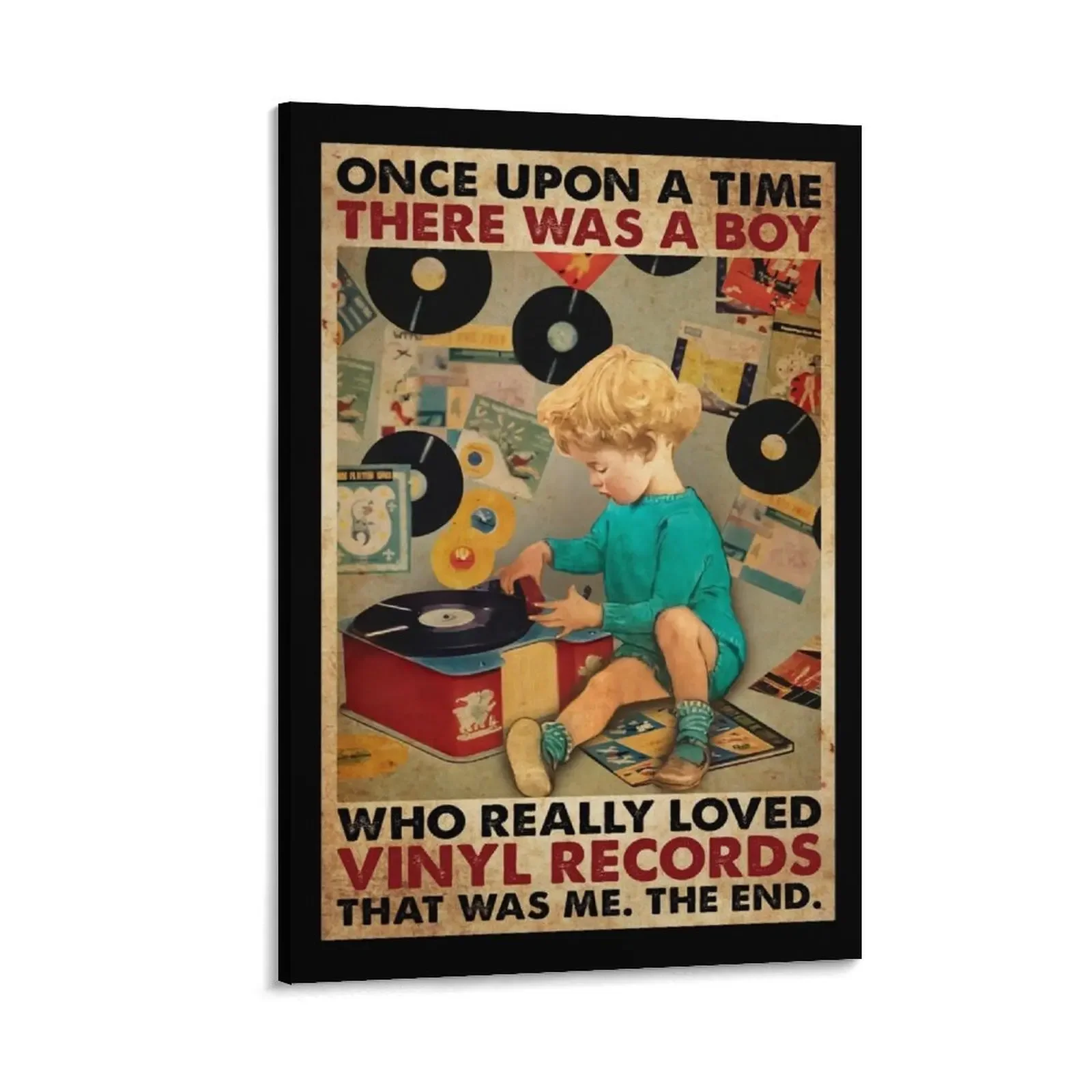 

Once Upon A Time There Was A Boy Who Really Loved Vinyl Records Canvas Painting anime decoration Decoration pictures room wall