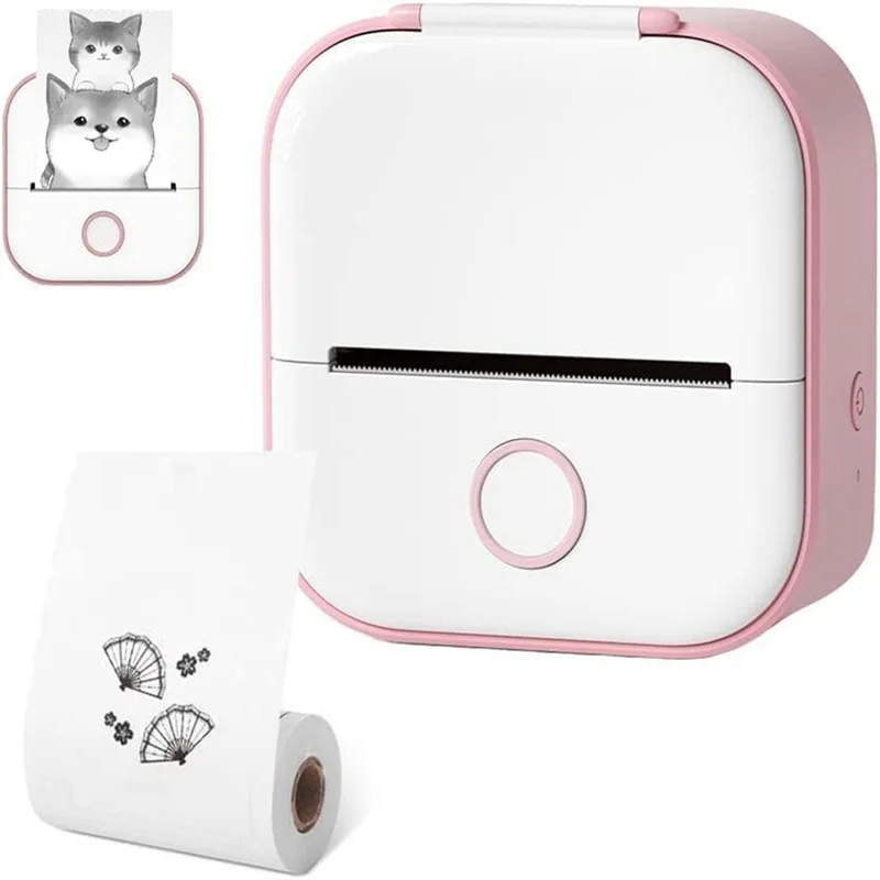 ADP-Mini Pocket Printer, New Upgrade Fast Printing Portable Mini Thermal Printer, Wireless Bluetooth Photo Printer (Pink)