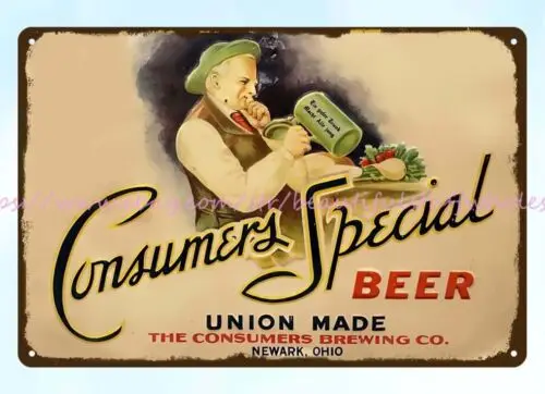 Consumers Special Beer Union Made metal tin sign old advertising signs