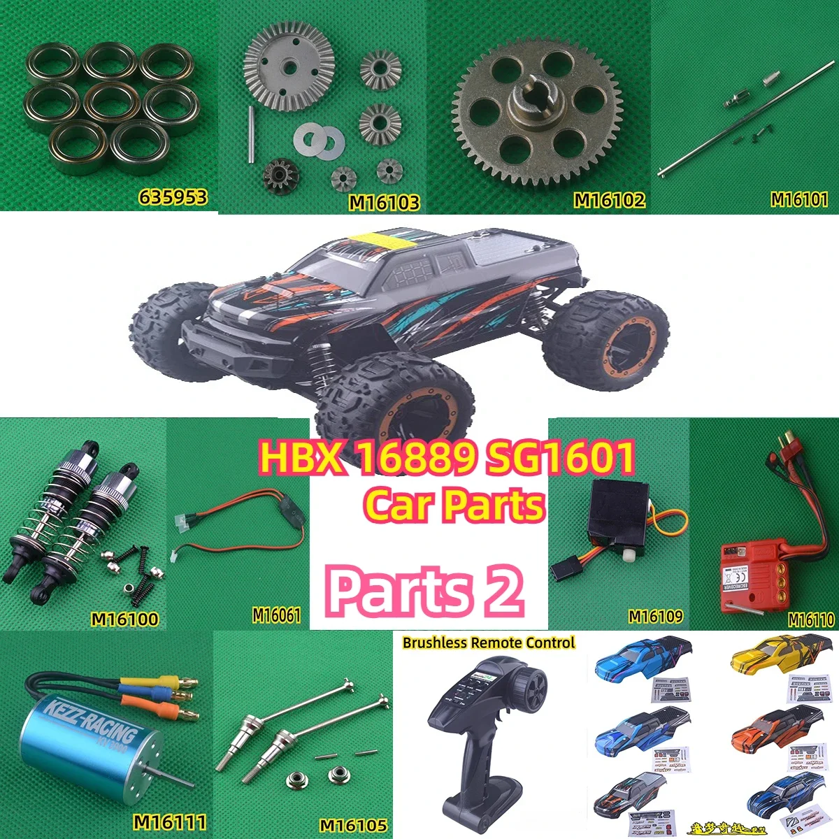 HBX 16889 SG1601 RC Auto Teile Fernbedienung Auto Shell Schraube Antriebswelle Achse Lager Stoßdämpfer Zahnrad Differential