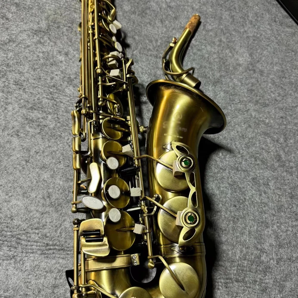 Vintage Antique Bronze E-flat Alto Saxophone Eb Shell Keys Brushed Eb Jazz Music Musical Instrument with Accessories