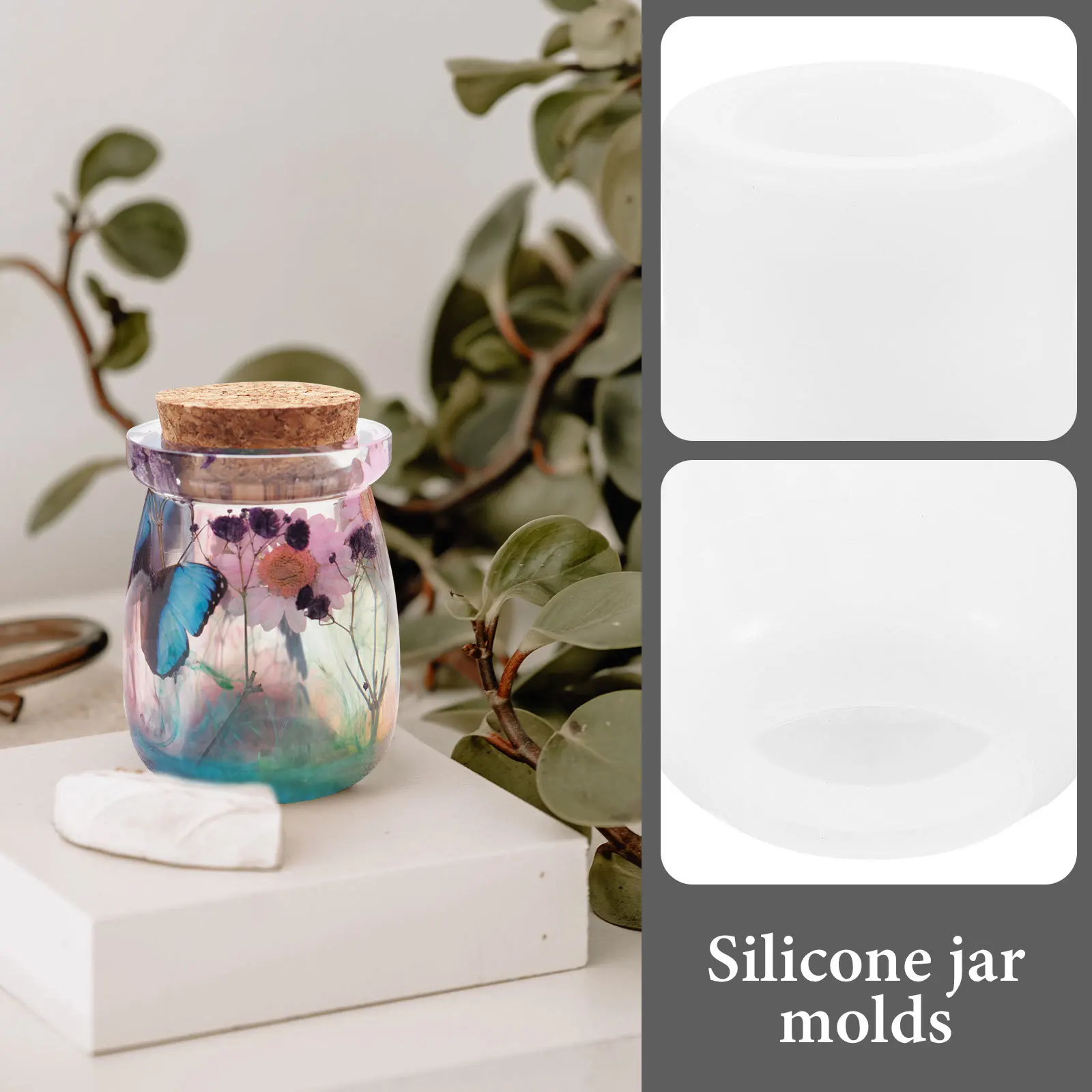 Molde de tarro de silicona, Molde de resina de cristal para manualidades epoxi Diy, juego de moldes para ollas duraderos antiadherentes, decoración para el hogar y la Oficina, artesanía de regalo