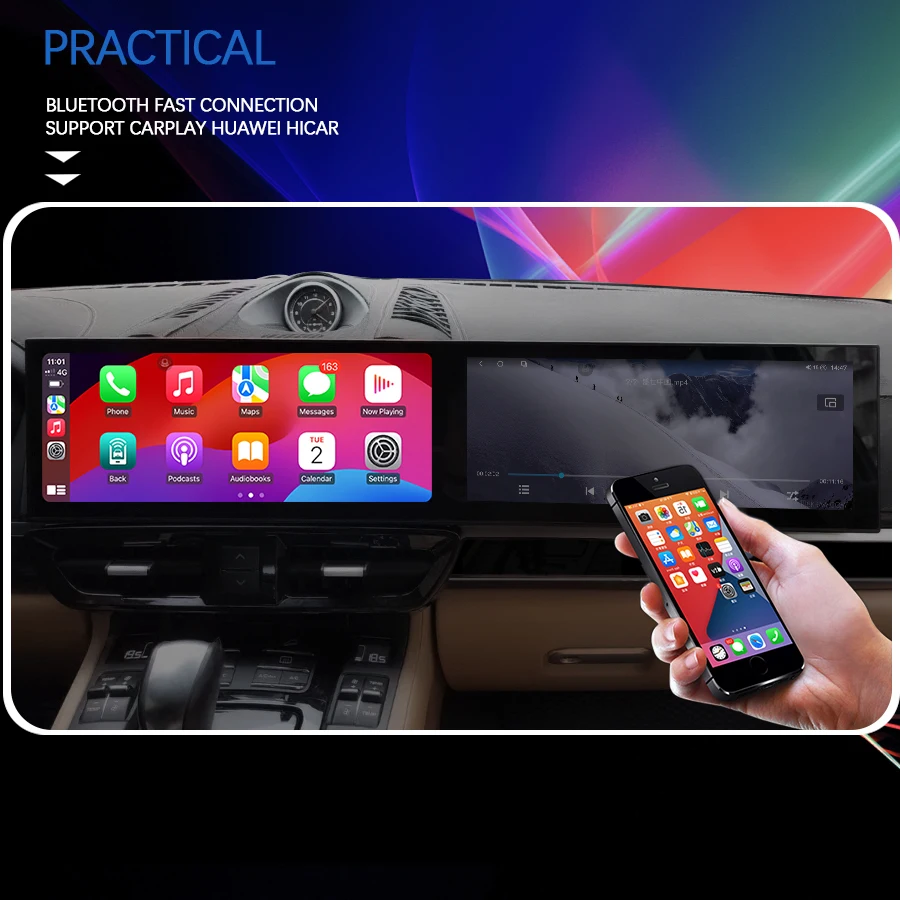 For Porsche Cayenne Upgraded Interactive Dual Screen 12.3inch + 12.3inch Android Auto Carplay Car Multimedia Video Player Radio