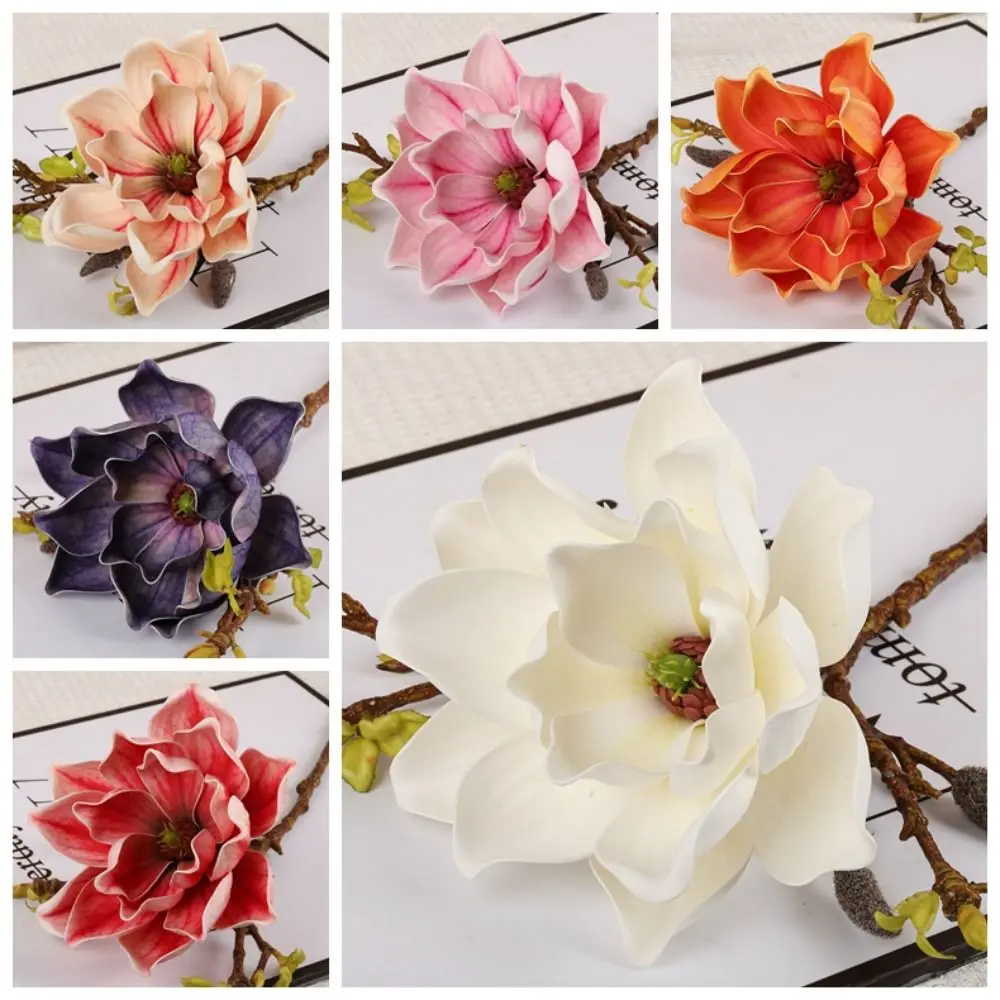 

EVA Artificial Magnolia Branch Real Touch Floral Art Simulation Big Magnolia Handmade Fake Flower Wedding Decor