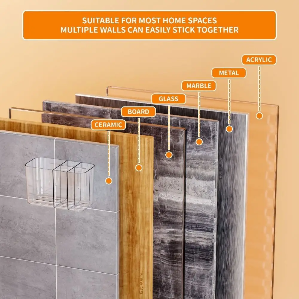 

Plastic 5 Slots Toothbrush Organizer Wall Mounted Drainable Toothpaste Holder Space Saving with Divider Toothbrush Holder