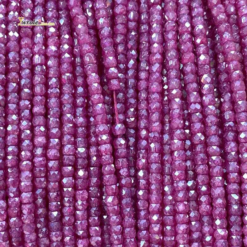 Naturstein 2x3mm Rondelle Rubinrot Zirkon Lose Abstandsperlen für Schmuckherstellung DIY Armbänder Anhänger Zubehör 15''