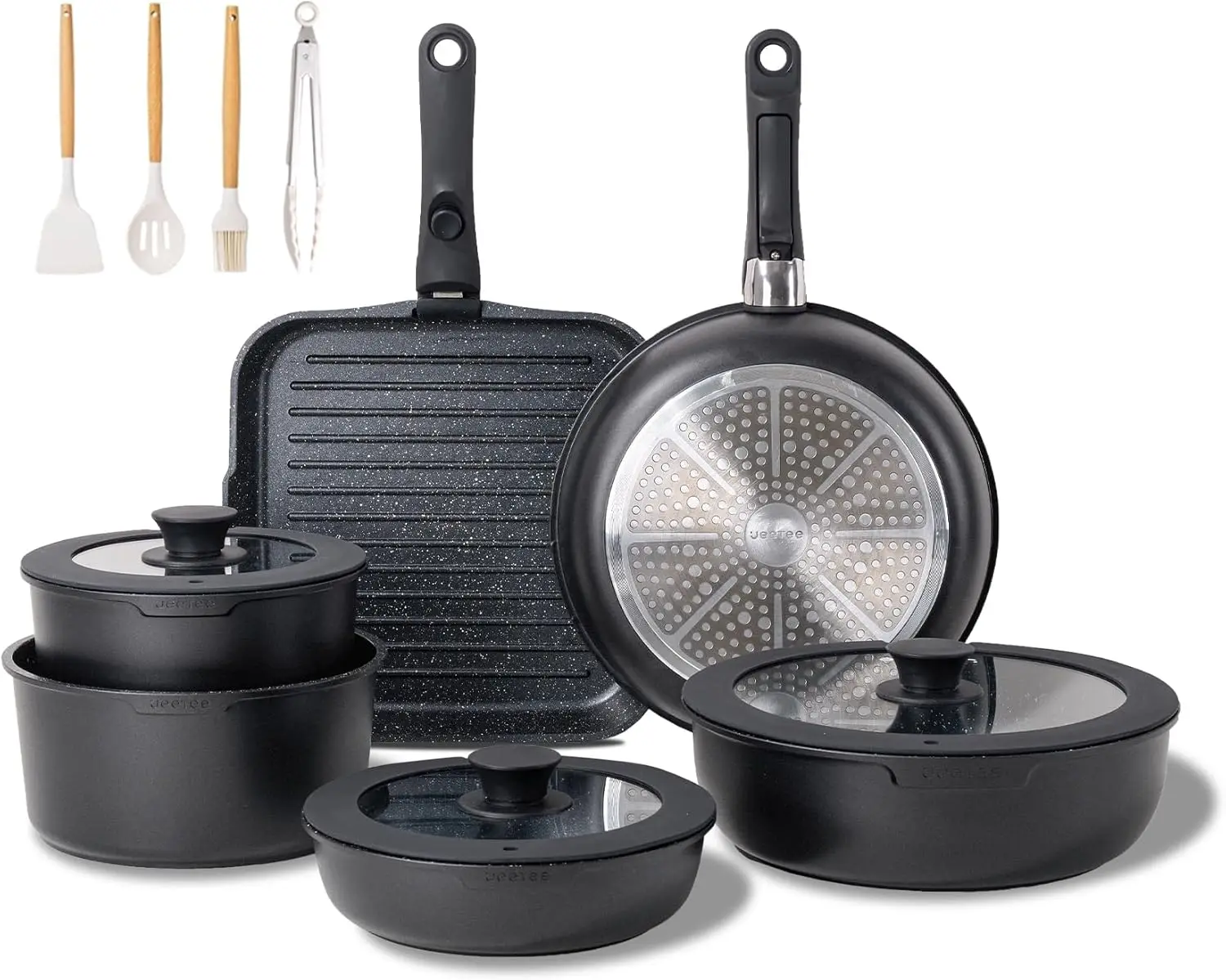 

Cookware Set with Removable Handle, Induction Kitchen Cooking Sets with Detachable Han