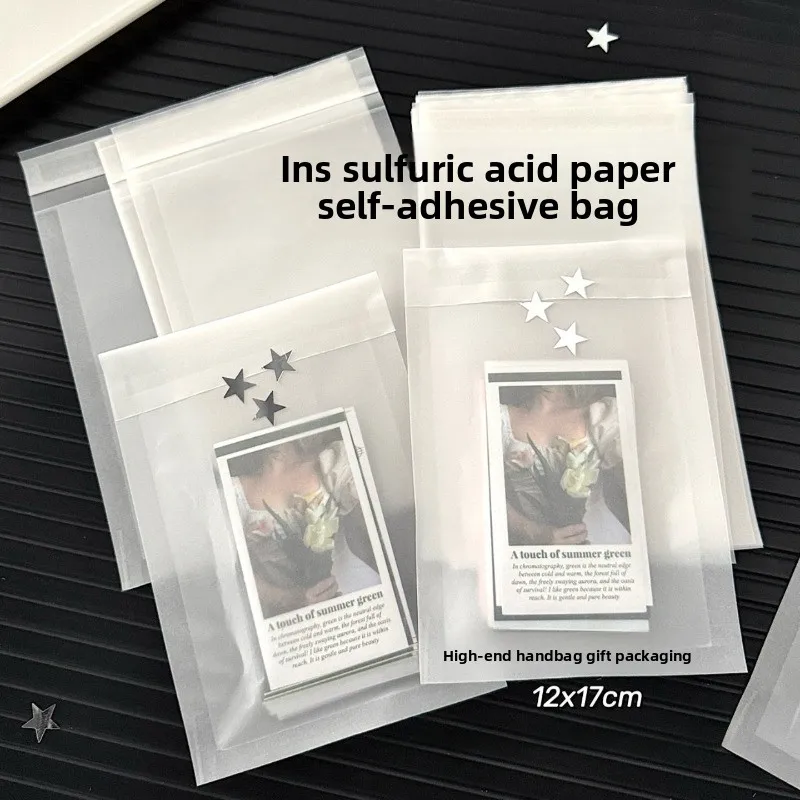 Bolsas Autoadhesivas de Papel Sulfurizado con Textura Esmerilada para Tarjetas, Diarios, Envoltura de Regalos, Manualidades, Suministros de Embalaje Premium