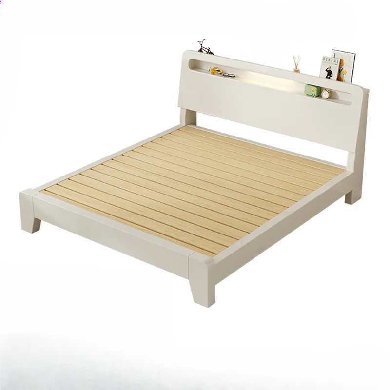 Nordic Luxury Bed Frames Wood High End King Size Low Price Double Bed Frames Headboard Lit Deux Place Furniture For Bedroom image 3