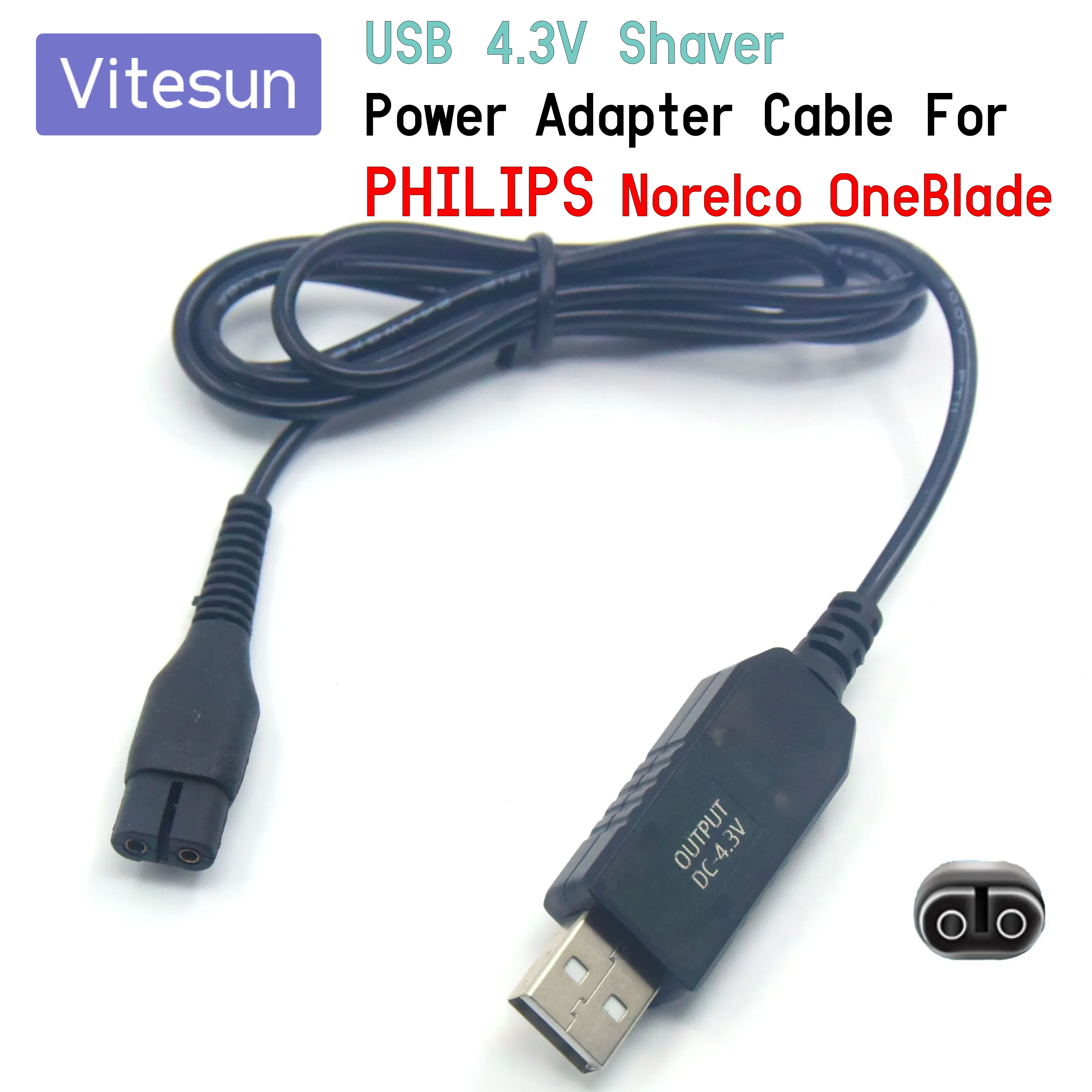 USB 4.3V A00390 Shaver Charger Power Adapter Cable For PHILIPS Norelco OneBlade YQ318 QP2511 QP2521 QP2523 QP2620 QT3900 QT4000