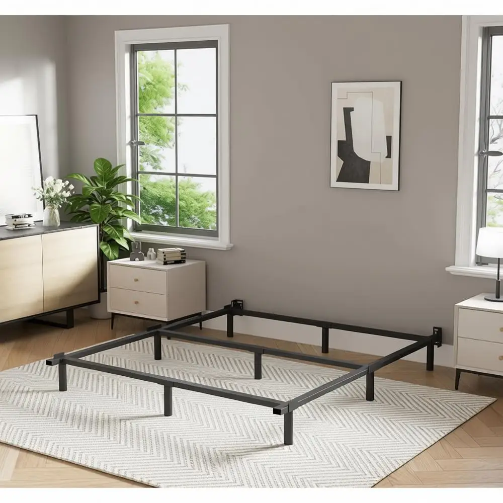 

Queen Size Metal Bed Frame with High Profile Base, 9-Leg Support, Noise-Free, Easy Assembly, Black