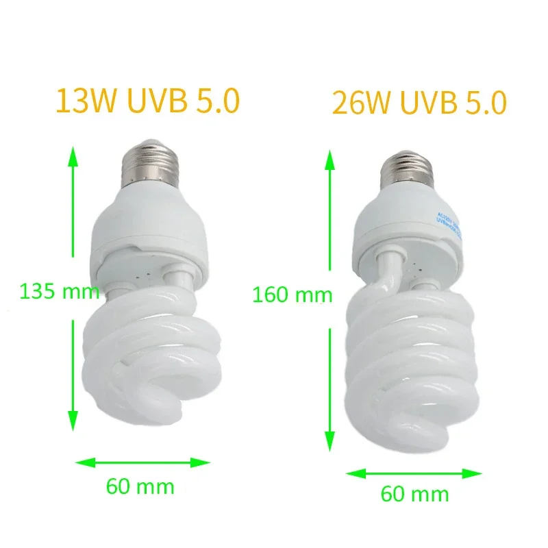 UVB5.0 10.0 Lizard แคลเซียมอาหารเสริมหลอดไฟ 13W 26W UV หลอดไฟ E27 ประหยัดพลังงานโคมไฟสัตว์เลื้อยคลานสําหรับเต่าและสัตว์สะเทินน้ําสะเทินบก