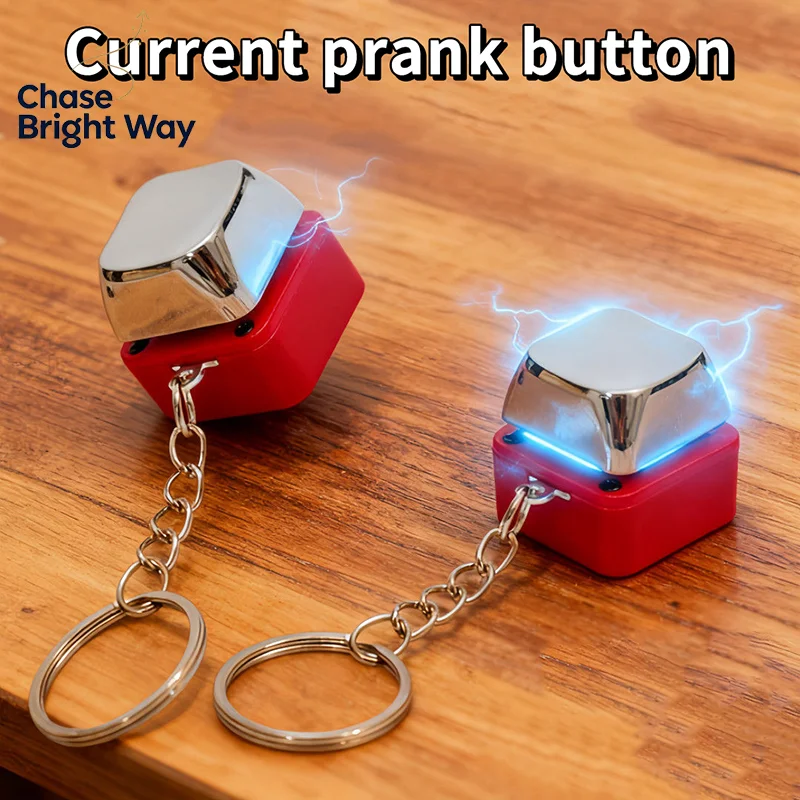 Electric Shock Electric Keyboard Keychain Street Trick Novelty Item Fidget Keychain Shocking Handshake Trick Clicker Toy 1PC