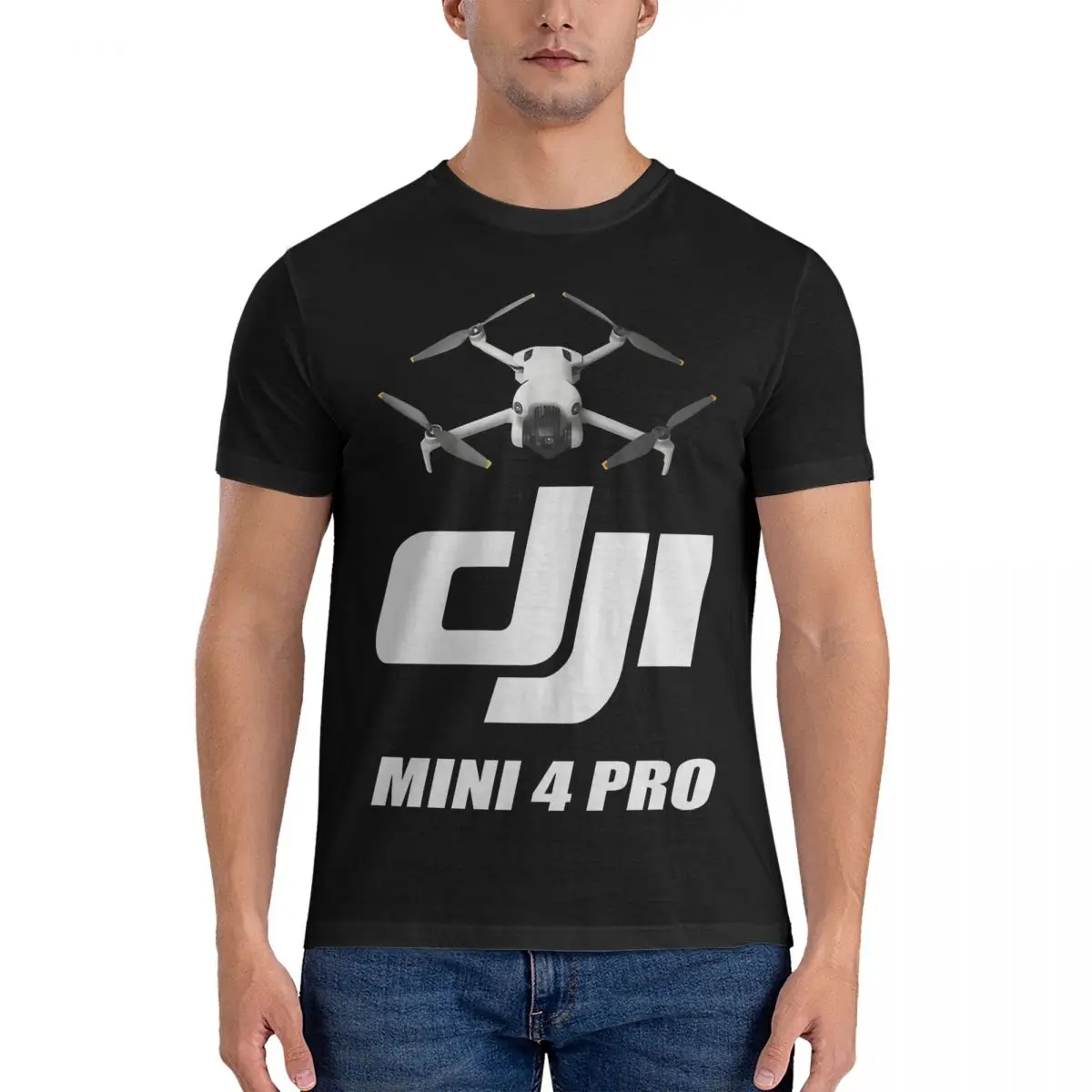 Mini 4 Pro Drone Pilot Owner T Shirts Men Pure Cotton Funny T-Shirts Round Neck DJ Tees Short Sleeve Tops Party