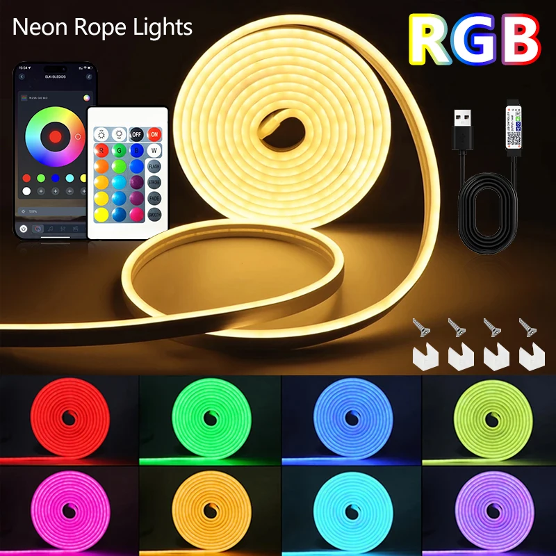 

Гибкая светодиодная полоса неоновой лампы RGB питает от USB, пульт дистанционного управления +APP, что подходит для домашней подсветки телевизора.