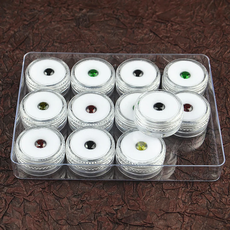 Transparente runde Edelstein-Aufbewahrungsbox für Sammlungen, Schmuck, Edelsteine, lose Diamanten, Behälter, Organizer, Schale, Etui mit Deckel – Detail 10