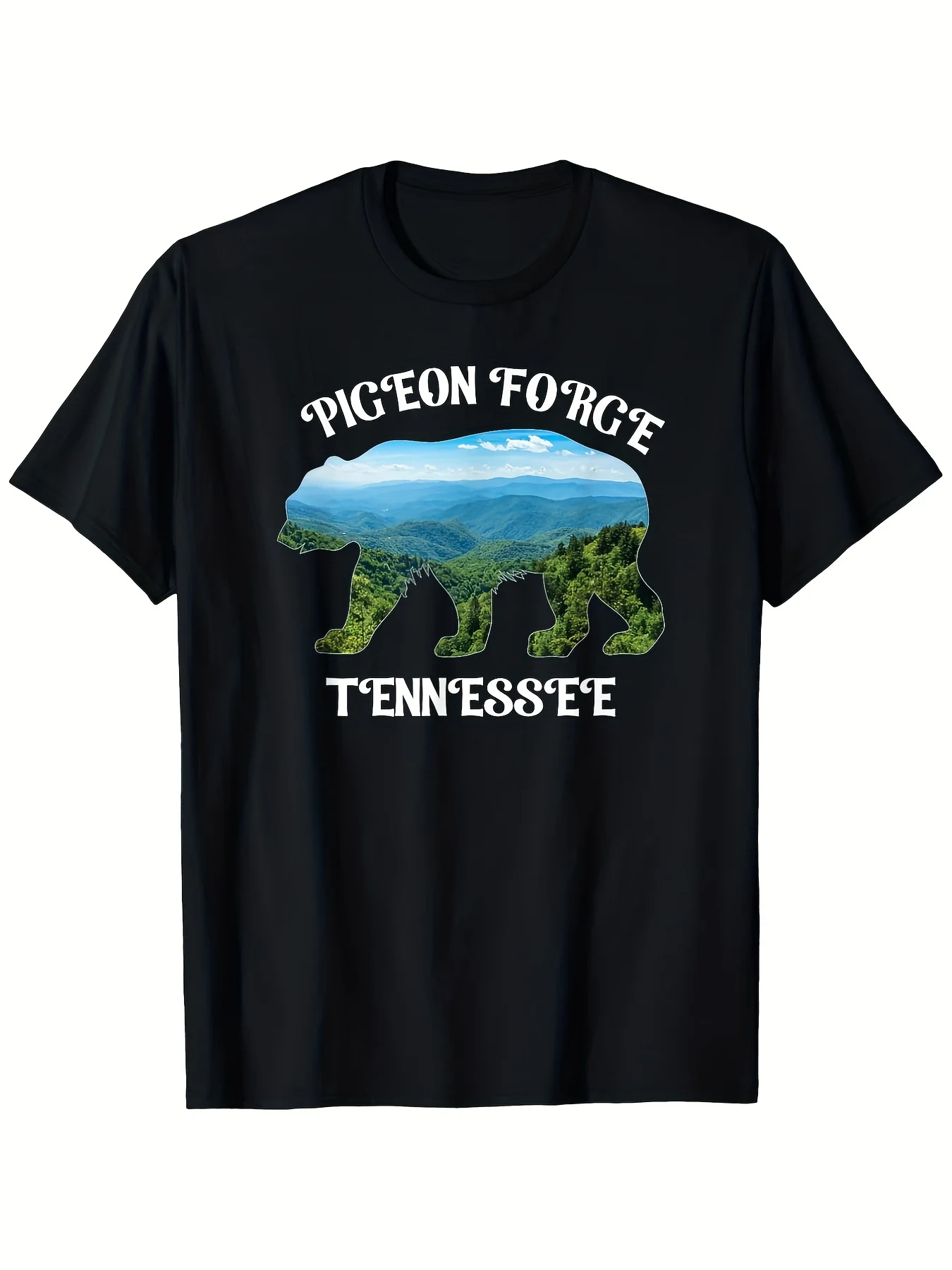 This Black T-Shirt Features a Round Neck And Short Sleeves, Perfect for Both Men And Women. It Showcases a Classic Retro Design Inspired by Pigeon Forge, Tennessee