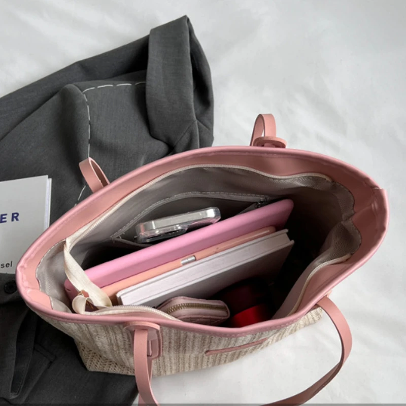 Shoulder Bag Straw Rattan Woven Bags for Women Large Capacity 2023 Summer Trend All-match Leisure Travel Beach Student Tote Bag