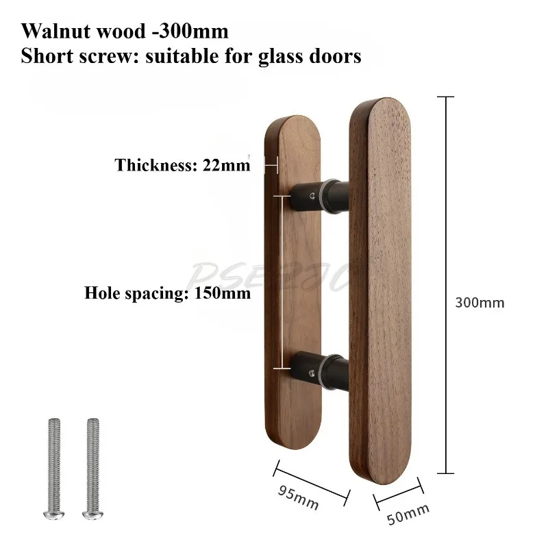 A Pair Middle Ancient Style Walnut Door Handle Hotel Store Office Meeting Room Glass Door Wooden Handle