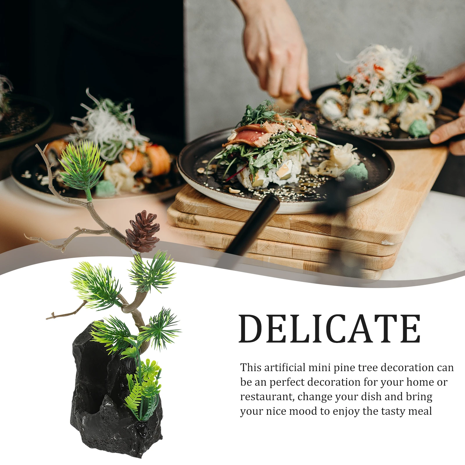 

Dry Ice Rockery Pine Sushi Plate Decorations Tree Ornament Sashimi Adornment Bouquet Decorative