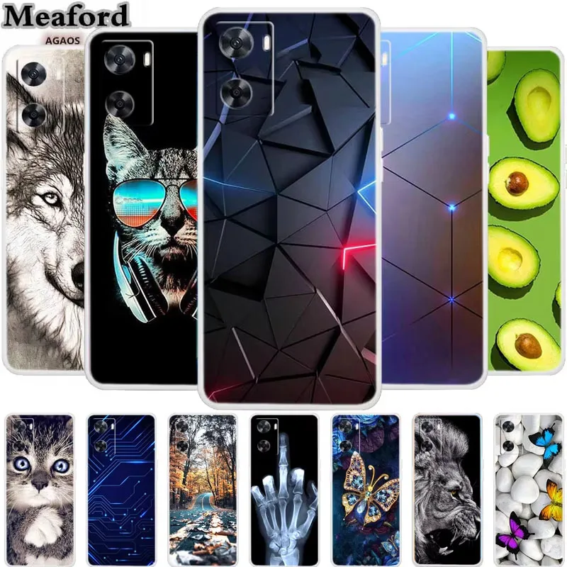 For OPPO A77 5G Case Animals Transparent Silicone TPU Soft Phone Cover For Realme Q5i OPPO A57 5G Capa OPPOA57 Cartoon New Funda