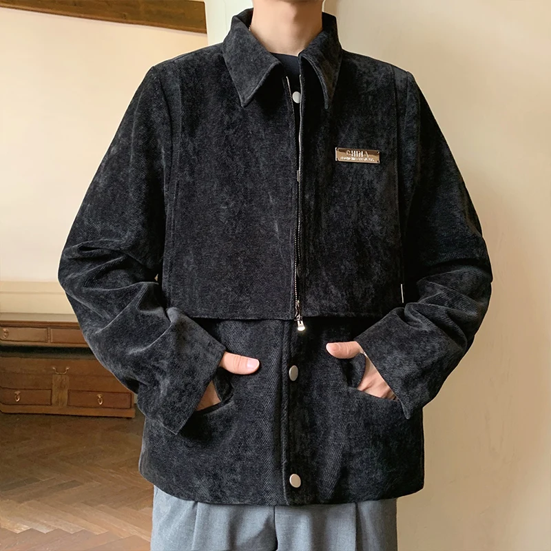 

Мужская зимняя куртка свободного кроя из металлизированного вельвета с подплечниками, модный молодежный дизайн, полиэстер, спандекс