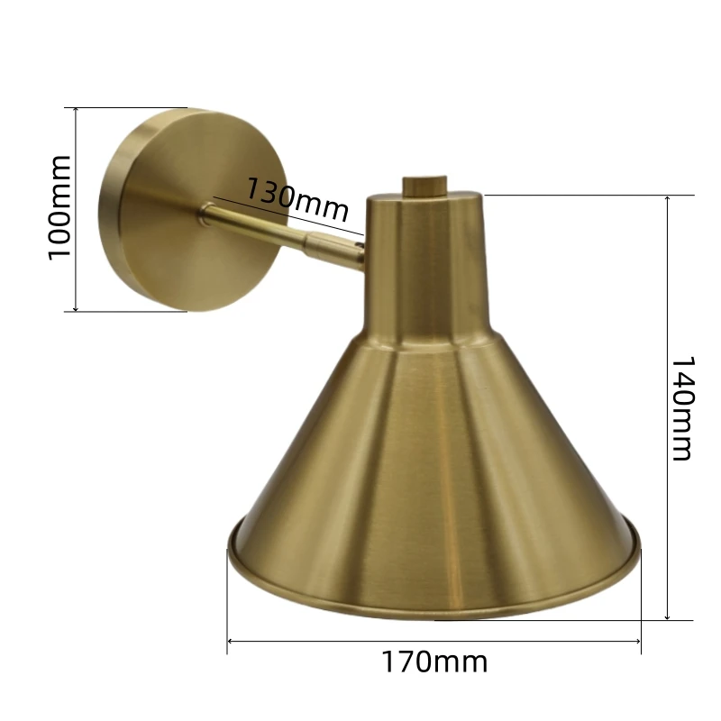 100% pure copper cone wall light brass sconce lighting fixture LED brass wall lamp 17cm size copper horn shade lighting