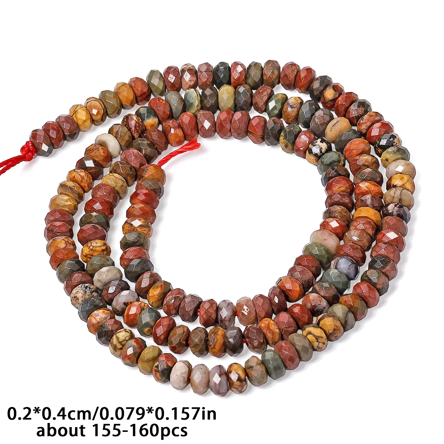 Natural Picasso Jasper Stone Beads 4x2mm Faceted Flat Round Rondelle Shape Beads for Jewelry Making Diy Beadings Accessories
