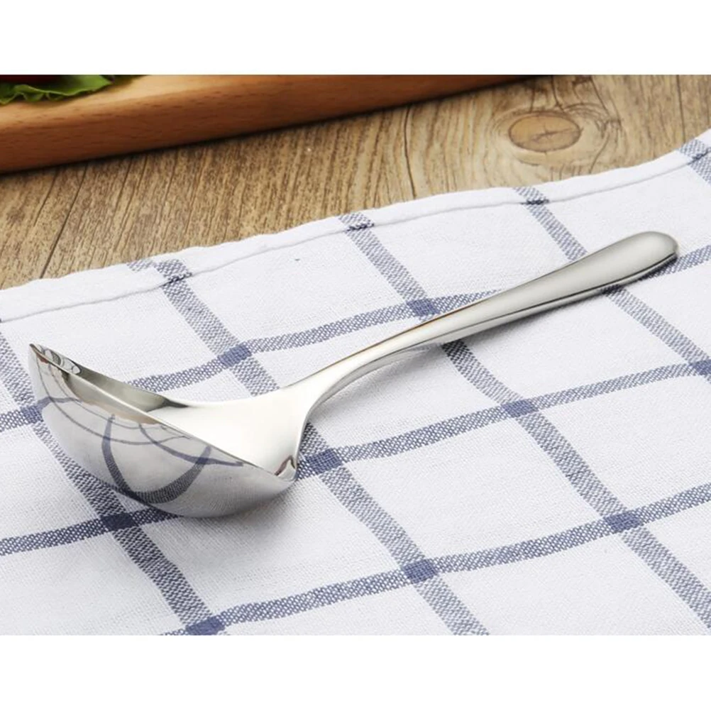 

1 pc 304 Stainless Steel Soup Spoon Multifunctional Round Kitchen Utensil Deep Bowl Long Handle Camping Cooking Hiking Fishing