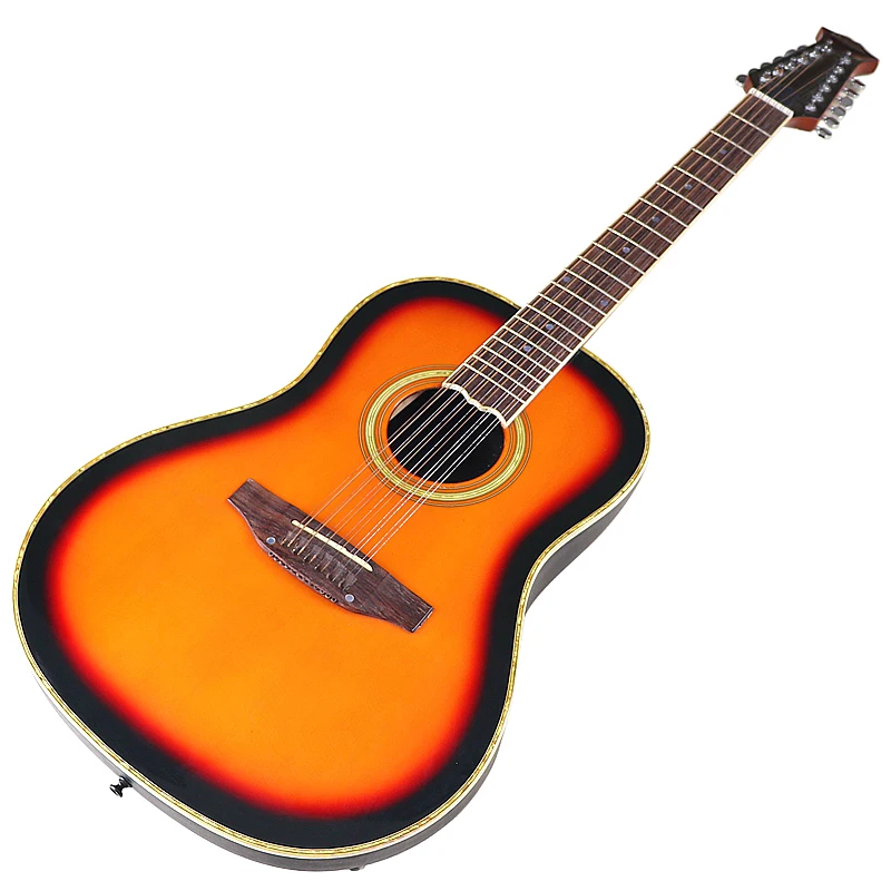 Stock Round Back Acoustic Guitar 41 Inch 6 Strings Guitar Cutaway Design High Gloss Folk Guitar With Small Flaw