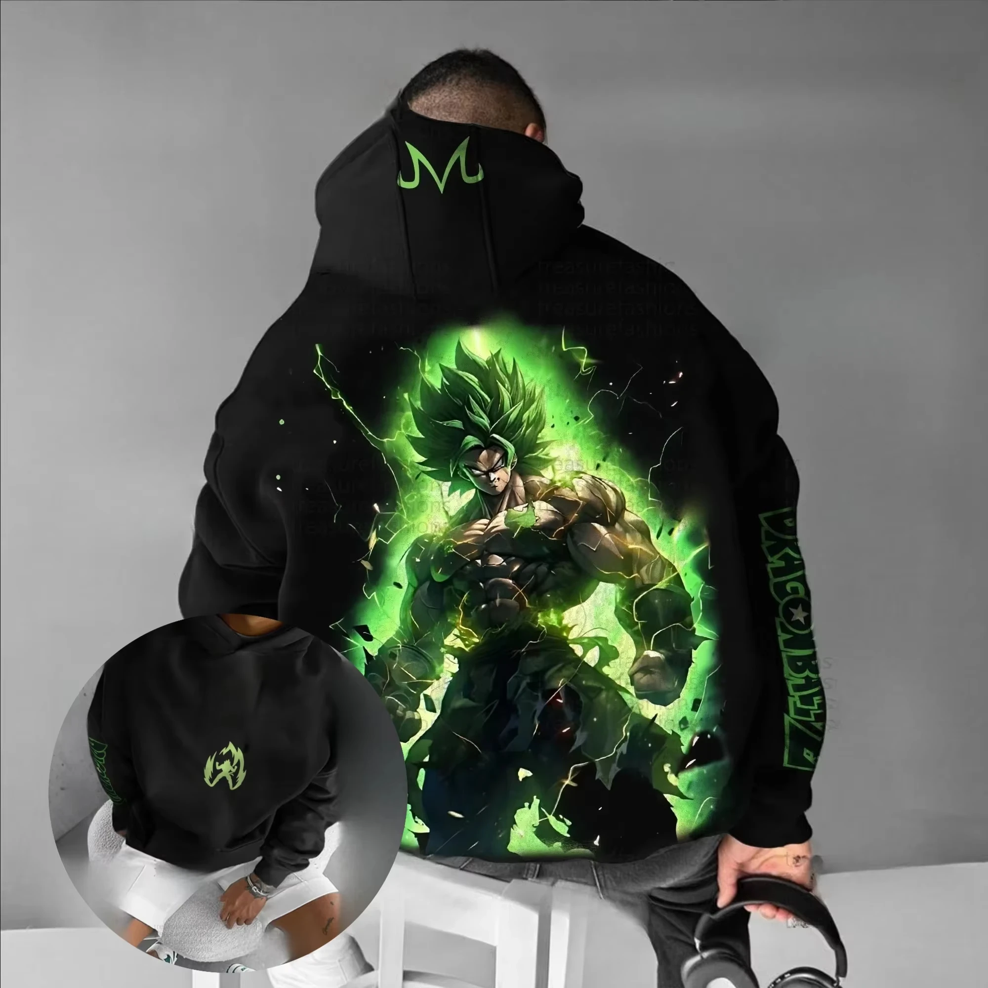 

Оверсайз худи с принтом Dragon Ball Broly, унисекс, уличный стиль, свободный крой, повседневный пуловер, свитшот, весна-осень, тренд Y2K, топ