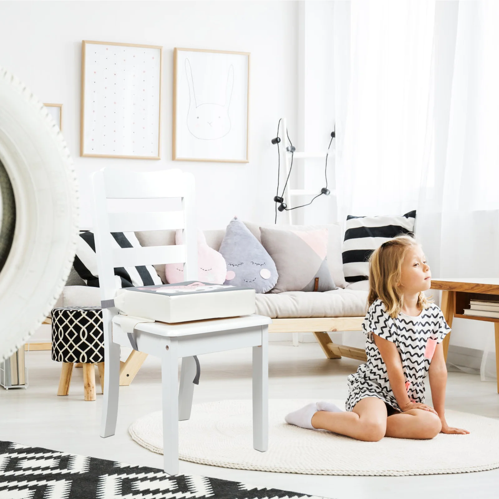 Chaise de coussin d\'appoint de siège de voiture avec sangles réglables, éponge pour enfants, tout-petits et élèves