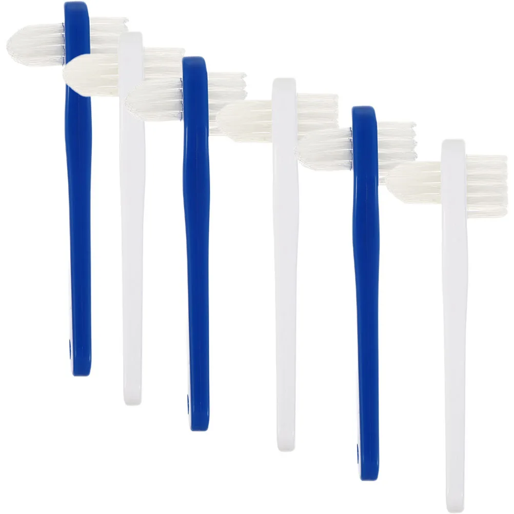 6 قطعة فرشاة أسنان الكبار مزدوجة الرأس فرشاة أسنان صغيرة الحجم المحمولة كاذبة الأسنان تنظيف أداة العناية بالفم