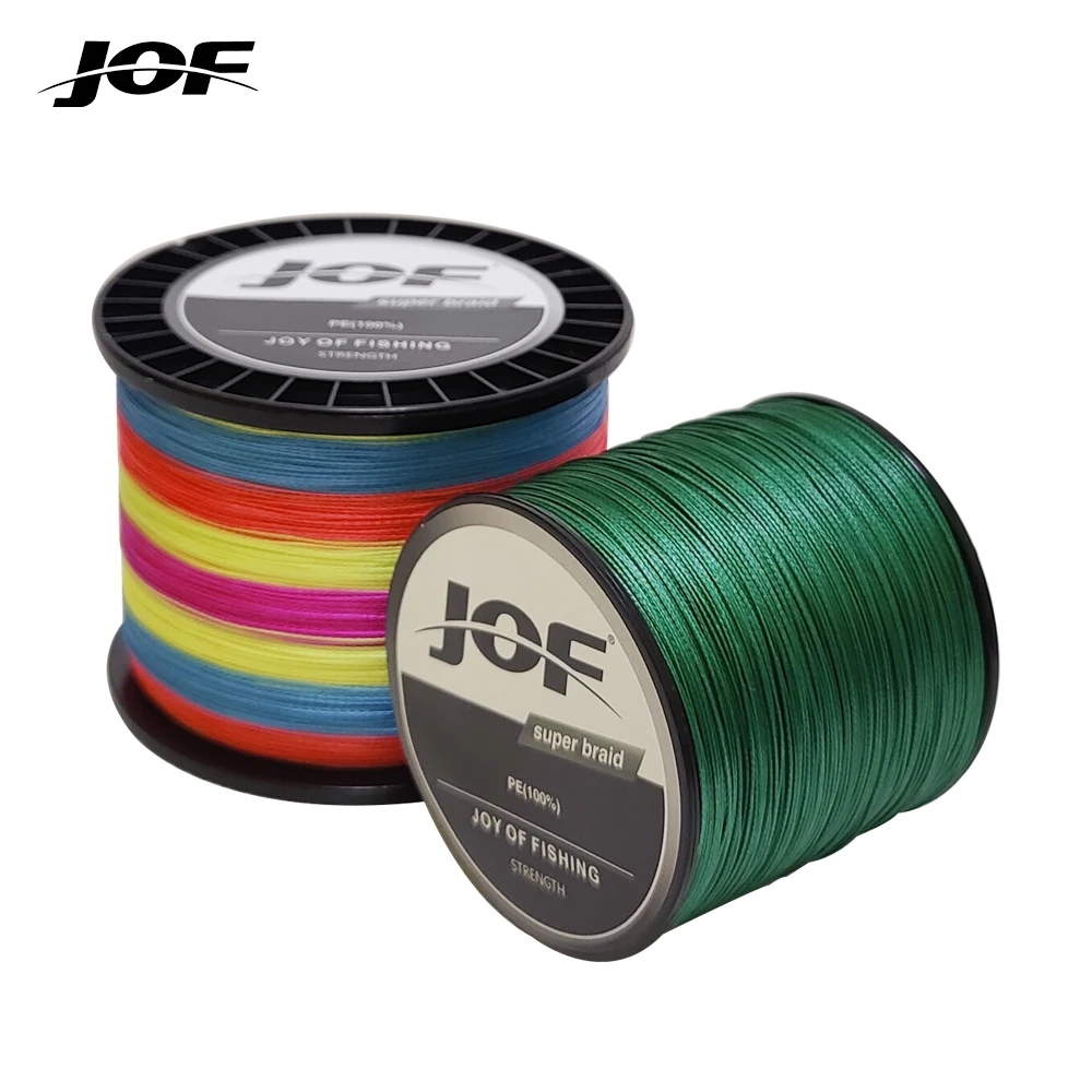Ligne de pêche tressée JOF X8 1000M 500M 300M 8 brins Multicolore Multifilament Ligne PE pour eau salée 20 30 40 50 60 80 100LB
