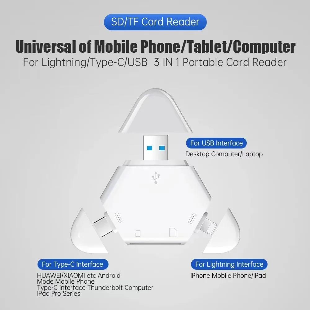 For Apple SD Card Reader iPhoneTF Card Adapter Lightning to Camera Card TypeC Android USB Computer Multifunction Converter